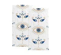 Vantaso Magical Evil Eye Symbol Hand Towels Set 2 for Bathroom Kitchen Towels,Microfiber 2 Bath Towel Absorbent Dish Fingertip Towels for Guest Gym Spa and Bar 30 x 15 inch
