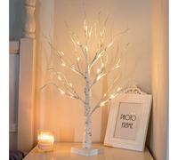 Vanthylit White Twig Christmas Tree with Lights 2FT Tabletop Birch Tree with 24 Warm White LEDs Battery Operated LED Birch Tree for Home Party Weddin