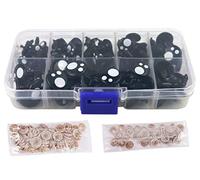 VANTOBEST 100PCS 5 Sizes Safety Eyes Round Black Plastic Craft Eyes Kit with Washers for DIY Crafts Projects 8mm/10mm/12mm/14mm/16mm