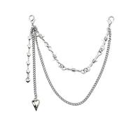 VANTOBEST 20cm/7.88inch Silver Heart Shoe Chains, Punk Goth Boot Charms Decorative Shoelace Chains, Bag Purse Charms for Boots Sneakers, Cowboy Boots & Keychain