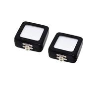 VANTOBEST 2PCS Black Square PU Leather Gemstone Display Case with Clear Clasp Lids Double-Sided Sponge Loose Diamond Coin Jewelry Storage Organizer Small Showcase Box for Gift Packaging