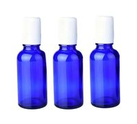 VANTOBEST 3Pcs 30ml/1oz Blue Glass Roll-on Bottles Refillable Empty Roller Bottles with Stainless Steel Balls and White Cap Essential Oils Containers for Perfumes Lip Balms