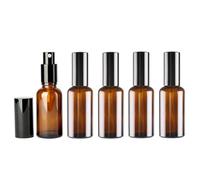 VANTOBEST 5PCS 30ml/1oz Empty Amber Glass Spray Bottles Refillable Fine Mist Spray Bottles Travel Size Container Storage with Black Cap for Essential Aromatherapy Perfume Cosmetic Cleaning Sprays