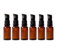 VANTOBEST 6PCS 20ml/0.67oz Amber Glass Lotion Bottles Empty Travel Size Cosmetic Makeup Essential Oil Essence Pump Dispenser Storage Container Jars