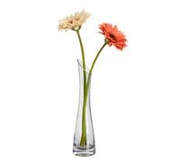 VANTOBEST Hand-Made Blown Art Bud Glass Vase, Transparent Gray, Small, Single Stem, Heavy Base, Oblong, Modern, Minimalist, Gray, Solid, 23cm H x 6cm W x 23cm D, Stemless Vase for Home, Wedding Decor