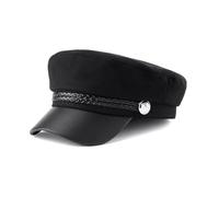 VANTOBEST Womens Fashion Newsboy Cap Fiddler Cap Visor Beret Cap French Cotton Baker Boy Hat Cabbie Cap Peaked Cap for All Seasons (Black)