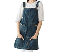VANTOO Canvas Apron with Pockets for Men Women, Denim Apron for Artist Painting Kitchen Cooking Chef (Navy Blue 11)