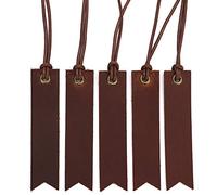Vantoo Genuine Leather Bookmarks with Tassel for Men Women, Handmade Page Markers for Book Reading for Reader Writers Authors Poets (5 Pack Umber)