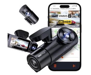 VANTRUE N4 Pro 4K 3 Channel Dash Cam 5G WiFi GPS, STARVIS 2, 4K+1080P+1080P Front and Rear Inside Triple Car Camera 3CH HDR, Night Vision, Voice Control, 24/7 Buffered Parking Mode, Support 512GB