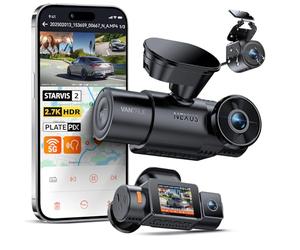 Vantrue N4S 3 Channel Dash Cam, 2.7K+2.5K+2.5K STARVIS 2 Night Vision Front Inside and Rear Dashcam, HDR/IR, 24H Parking Mode,Voice & GPS & APP Control,Waterproof，Supercapacitor， Support 1TB