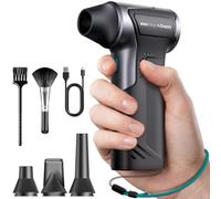 VANTRUE POWER T150 Compressed Air Duster, Mini Blower, Handheld, Cordless | 4 Nozzles, 4-Hr Max Run Time, 110000RPM, 3-Speed Adjustable, Fast Charging, PC Keyboard Cleaning,Car, Home, 0.46lb