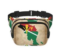 Vanuatu flag mixed with map print Cute Large Black Fanny Packs for Women Cross Body Waist Bag Nylon Fashionable Fanny Pack, Black, One Size