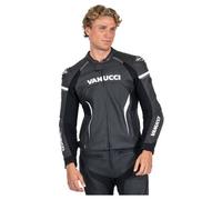 Vanucci VSJ-5 Mens LEATHER COMBI JACKET black size 56