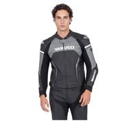 Vanucci VSJ-5 Mens LEATHER COMBI JACKET men Black/Grey, 54