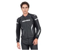 Vanucci VSJ-5 Mens LEATHER COMBI JACKET men Black/White, 52