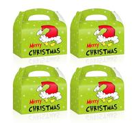 Vanulus 24Pcs Merry Christmas Party Favor Box Green Elf Xmas Candy Treat Cookie Boxes Christmas Goodie Box for Gift Giving 6x3.5x5.3 Inch Winter Holiday Party Favors