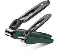 VANWIN Nail Clippers for Men with Catcher, 2-Pack Curved & Slanted Straight Nail Clippers for Thick Toenails & Ingrown Nails, Sharp Stainless Steel No Splash Fingernail Clipper Nail Cutter for Women