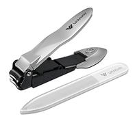 VANWIN Nail Clippers for Men with Catcher, No Splash Fingernail Toenail Clippers with Sharp Curved Blade and Ergonomic Lever, Heavy Duty Stainless Steel Self-Collecting Nail Cutter for Adult Women