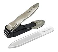 VANWIN Nail Clippers with Catcher, No Splash Fingernail Toenail Clippers with Sharp Curved Blade and Glass Nail File, Wide Jaw Opening Stainless Steel Nail Cutter Trimmer for Seniors Adult Men Women