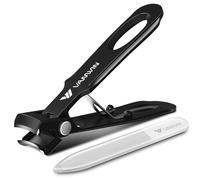VANWIN Toe Nail Clippers with Catcher, No Splash 15mm Wide Jaw Opening Large Toenail Clippers for Thick Nails, Ultra Sharp Heavy Duty Fingernail Clipper Nail Cutter for Men, Women, Seniors Black