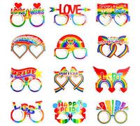 Vanyibro 12PCS Gay Pride Rainbow Paper Glasses,Rainbow Party Photo Booth Props for LGBT Gay Pride Celebrations