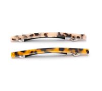 Vanyibro 2 Pack Long and Thin Handmade Celluloid Onyx Hair Barrettes,Elegant Automatic Hair Clips for Women/Girls