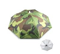 Vanyibro 2 PCS Head Umbrella Hats Portable Mini Umbrella Caps Sun Protection and Waterproof Elastic Headband Headwear for Fishing Gardening Golf Kids and Adults 22 Inch (Camouflage)