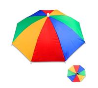 Vanyibro 2 PCS Head Umbrella Hats Portable Mini Umbrella Caps Sun Protection and Waterproof Elastic Headband Headwear for Fishing Gardening Outdoor Photographers Golf Kids and Adults 22 Inch (Rainbow)