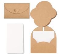 Vanyibro 25pcs Mini Envelopes with Cards, Heart Closure Envelopes, DIY Graffiti Blank Cards Greeting Vintage Kraft Paper for Gift Thank You 4.1 x 2.8 inch