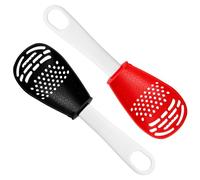 Vanyibro 2Pcs Multifunctional Cooking Spoons, Cooking Utensil Garlic Egg White Separator Strainer Kitchen Tools for Grating, Mashing and Draining (Black, Red)