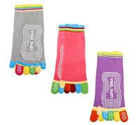 Vanyibro 3 Pairs Non Slip Yoga Socks Full Toe Socks with Grips for Women Pilates Pure Barre Ballet Dance Barefoot Workout Anti-slip Socks Cotton Yoga socks UK 3-5, EU 35-38 (Purple/Grey/Pink)