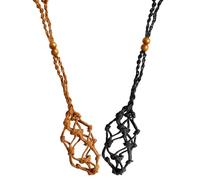 Vanyibro 4 Pcs Necklace Cord Empty Stone Holders,Adjustable Quartz Crystal Stone Necklace Cage Cord Rope for DIY Stone Pendant Necklace Jewelry Making