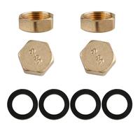 Vanyibro 4PCS Brass Blanking Cap 3/4 inch Female Blanking Stop Cap Hex Brass Nut Plumbing Fittings for Washing Machine Radiator Valve Faucet Tap Durable Leak-Proof Brass Cap with Rubber Washers
