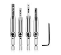 Vanyibro 4Pcs Hinge Drill Bit Set, Hex Shank Guide Set, Self-Centering Bits for Woodworking Hinge Hardware Pilot Holes