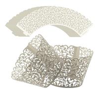 Vanyibro 50 pcs Pearl Lace Filigree Wedding Cupcake Wrapper,Elegant Baking Cake Cup Wraps for Special Occasions (White)