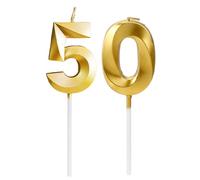 Vanyibro 50th Birthday Candles,Gold Number 50 Candle, Happy Birthday Cake Candles, Cake Topper Decorations for Birthday Party, Wedding, Anniversary Celebration Supplies