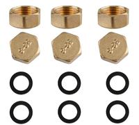 Vanyibro 6PCS Brass Blanking Cap 1/2 inch Female Blanking Stop Cap Hex Brass Nut Plumbing Fittings for Washing Machine Radiator Valve Faucet Tap Durable Leak-Proof Brass Cap with Rubber Washers