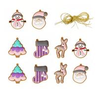 Vanyibro Christmas Hanging Ornaments Set - Christmas Tree Decorations with Strings for Holiday Festive Cheer, PVC Soft Rubber Xmas Decor(ELK & Snowman 10Pcs)