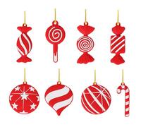Vanyibro Christmas Hanging Ornaments Set - Christmas Tree Decorations with Strings for Holiday Festive Cheer, PVC Soft Rubber Xmas Decor(Red Candy 8Pcs)