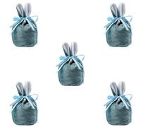 Vanyibro Easter Bunny Bag Set,5 PCS Creative Tote Bags for Candy, Chocolate, and Gifts with Bunny Ears,Velvet Bags for Spring Easter Party Decorations