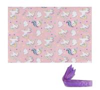 Vanyibro Girls Unicorn Wrapping Paper Set 6 Sheets Pink Paper with 6 Purple Ribbon Pull Bows Ideal for Birthday Gifts and Parties Unicorn Theme 70 x 50 cm