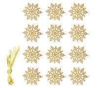 Vanyibro Glitter Snowflake Hanging Decorations 12-Pack - Sparkling Christmas Tree and Home Decor(Golden)