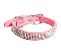 Vanyibro Puppy Collar for Cat,Small Dog Collar,Cute Rhinestone Pet Collar,Sparkling Cat Collar,Adjustable Soft Leather Pet Collar (S Pink)