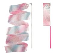 Vanyibro Sparkling Dance Ribbons, 2pcs 78.7inch/2m Gymnastic Ribbon Twirling Baton Long Ribbon Streamers for Kids Artistic Dancing Training Party Favors with Ribbon Dancer Wand