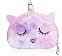 Vanyibro Unicorn Plush Coin Purse Wallet Half Circle Tie-Dyed Colorful Zipper Coin Purse Wallet for Girls Kids Women (Purple)
