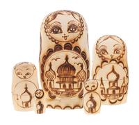 VANZACK 1 Set Unfinished Russian Nesting Dolls Wooden Matryoshka Dolls for DIY Painting Unique Double Headed Eagle Design for