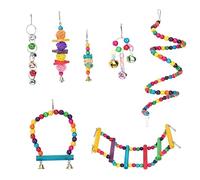 VANZACK 1 Set Wooden Parrot Chewing Set Engaging Bird Playthings for Caged Birds Fun Exercise Easy to Install Bright and Entertaining for Parrots