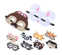 VANZACK 10 Pcs Cartoon Animal Felt Masks with Adjustable Rope for Party Forest and Jungle Theme Costumes Halloween Christmas Dress Up Supplies Featuring Deer Hedgehog Panda Mouse Raccoon