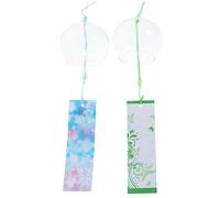VANZACK 10 Pcs Japanese Style Glass Wind Chimes Decorative Hanging Pendants for Home Balcony Temple with Sweet Sound DIY Transparent Mosaic Craft Gift