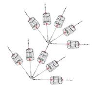 VANZACK 10 Pcs Stainless Steel Bait Cage Trap Basket Feeder Holder | Bait Cage Design, Easy Attachment, Wear Resistant, Silver Finish for Carp Rod and Reel